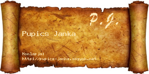 Pupics Janka névjegykártya